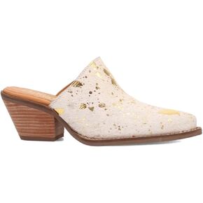 Dingo Womens Cash Cow Round Toe Slip On Mule Casual Boots Mid Heel 2-3" - Gold