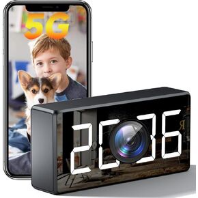4K WiFi Camera Clock 5G Indoor Security Nanny Cam for Baby Monitor, Dog Camera with Motion Detection, Night Vision