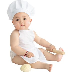 Newborn Photography Prop Cute Baby Chef Outfits 5-12 Months White Chef Hat Apron Set Little Boys Girls Costume