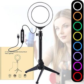Dimmable Ring Lights LED Ring Fill Lights RGB Lights Live Kit with Stand,12cm line Control b (12cm Line Control B)