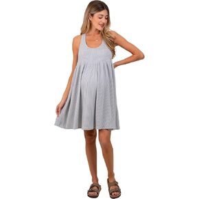 PinkBlush Heather Ribbed Sleeveless Open Back Maternity Midi Dress