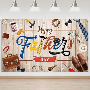 Mocsicka Fathers Day Banner Large Happy Father's Day Backdrop Best Dad Ever Party Supplies Gifts Photography Background for Fathers Day Indoor Outdoor, Home Decor