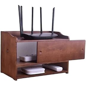 Router Storage Box WiFi Router Rack Set Top Box Storage Rack Desktop Optical Cat Storage Box Rubberwood Material