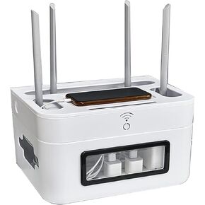 Router Shelf Wall Mount WiFi Router Storage Box, Wall Hanging Router Decorative Box TV Lower Row Socket Occlusion Box for Router Cable Organizer Power Charger Storage Organizer Hide Box