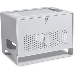 Router Shelf Wall Mount WiFi Router Storage Box, 2-Tier Bracket, WiFi Storage Box, Decorative Cable Organizer Box, Desktop Storage Box Shelf, Power Strip Protector Hider