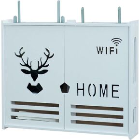 Router Shelf Wall Mount WiFi Router Storage Box, WiFi Box Hider Decorative for Home | Modern Design Wooden Wireless Router Storage Box | Wall Hanging Wooden Box Shelves for Router