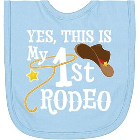inktastic Yes, This Is My 1st Rodeo- Cowboy Hat with Red Band, Lasso Newborn Bib