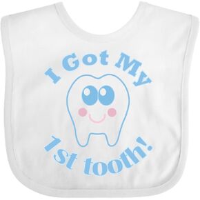 inktastic I Got My First Tooth Baby Boy Baby Bib