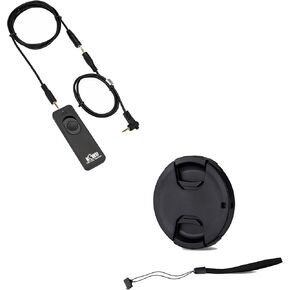 RS-60E3 حبل إطلاق مصراع REMOTE وغطاء غطاء العدسة الأمامية 58 ملم لـ Canon EOS REBEL T7 T6 T8I T7I T6S ​​T6I T5I T4I T3I T2I T1I SL3 SL2 SL1 XSI