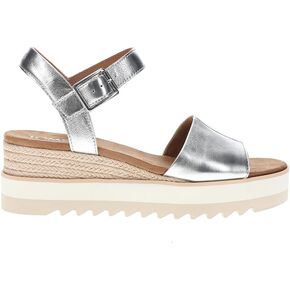 TOMS Womens Diana Metallic Platform Espadrille Casual Sandals Casual Mid Heel 2-3" - Silver