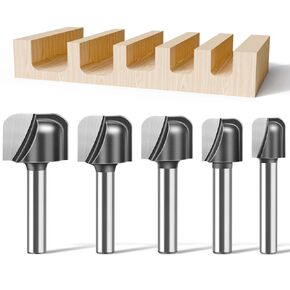 WSOOX Bowl and Tray Router Bits with 1/4" Shank 5PCS Carbide Tipped Bowl & Tray Carving Router Bit Set Radius:1/8",1/8" 5/32",1/4",1/4".