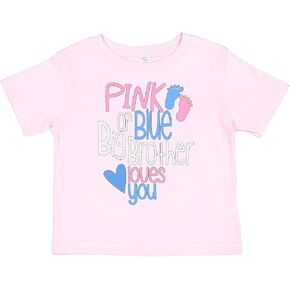 inktastic Pink or Blue, Big Brother Loves You Footprints and Toddler T-Shirt
