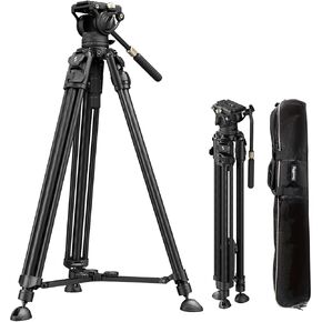 SmallRig AD-50 Max Heavy Duty Video Tripod, 68.5" Carbon Fiber Lightweight Tripod with FreeSpeed One-Step Height Adjustment, Fluid Head, Dual-Mode QR Plate, Load up to 17.6lb