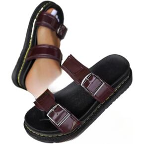 Women's Fashionable Solid PU Leather Sandals Platform Slides Casual Comfortable Slippers for Women Summer Lightweight Breathable Shoes for Daily Wear No Slip Chunky Sole Summer Beach Vacation