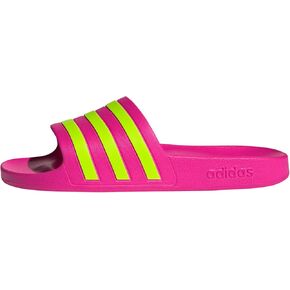 adidas Women's Adilette Aqua Slide Sandal, Shock Pink/Solar Slime/Shock Pink, 10