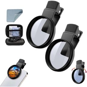Sightfelt Phone Filter, Sightfelt 52mm Clip-On Cpl Phone Cameralens Filter Kit, Circular Polarizer polarizing Filters Compatible with Mostcell Phones, Phones Filters Set for iPhone (2PCS)