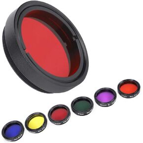 6 Pcs Colorful Telescope Filter Kit for All 1.25 inch Telescope Eyepieces, Improve Contrast for Moon, Jupiter, with Portable Storage Box, Reduce Dazzle and Penetrate Clouds
