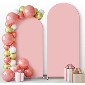 Wedding Arch Backdrop Cover Set of 2, 7.2FT, 6FT Round Top Arch Stands Cover for Birthday Party Ceremony Shower Decoration Spandex Pink