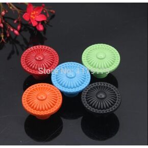 Modern Fashion Five Coloful children room furniture knobs red green black blue orandrawer cabinet knobs pulls handles - (Color: GREEN)