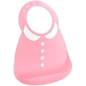 ABBY&FINN Silicone Baby Bib, Pink Shirt Bib, Waterproof, BPA Free Silicone, Easy Wipe Clean, Dishwasher Safe, For Baby & Toddler