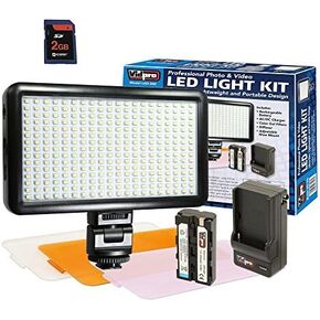 Panasonic Ag-Ux90 4K/HD Camcorder Lighting Ultra-Slim LED-300 Vidpro Model LED-300 Professional Photo & Video Light Kit-مع بطاقة Synergy Digital SD 2GB 2GB SD