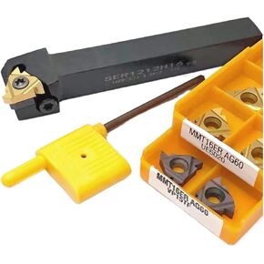 External Thread Turning Tool 10PCS Carbide Insert + 1PCS CNC Tool Holder Parts Lathe Tool DOLUNTO(SER1212H16,MMT16ER AG60 VP15TF)