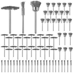 75Pcs Wire Brushes Set Steel Wire Brush Polishing Wheels Full kit 1/8" Shank Accessories for Rotary Tools