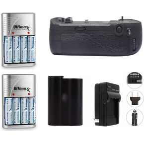 Professional Vertical Battery Grip for Nikon D500 Camera Work with EN-EL15 Battery and AA Battery Replacement for MB-D17 (Included 8 Rechargeable Batteries + 1 Compatible EN-EL15 Battery) + Charger