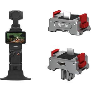 Pocket 3 Stand Base Mount & Charging Adapter, Desktop Support Bracket Stable Non-Slip Support Expansion Adapter and Type-C Charger with 1/4" Screw for DJI Pocket 3 Accessories(Black)