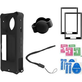 for Insta 360 X5 Silicone Protective Case with Lens Cap, Screen Protector for Insta 360 X5 Accessories, 360 X5 Protective Accessories Kit（Black）