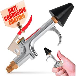 Air Compressor Blower Nozzle - Stainless Steel Adjustable Pressure Air Nozzle Blow Gun with 0.39" Connection, Thumb Lever, Compact, Rust-Resistant - HVAC Tools and Equipment for Dedusting Tight Spaces