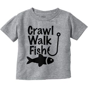 Brisco Brands Crawl Walk Fish Hook Outdoor Lover Toddler Boy Girl T Shirt