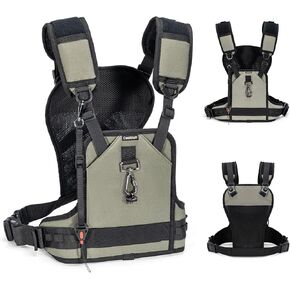 CWATCUN Professional Camera Harness & Step System - Mailure Mount Triple ، 10 نقاط ملحق ، وأشرطة كاميرا مزدوجة وتصميم خفيف الوزن للتصوير الفوتوغرافي في الهواء الطلق