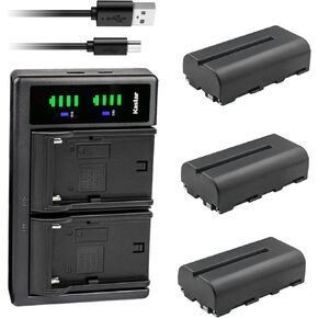 Kastar NP-F550 / NP-F570 LTD2 USB Battery Charger Compatible with FEELWORLD LUT7S PRO 7 INCH 2200NITS DSLR Camera Field Monitor, P7 7 INCH UTRA Bright 2200NIT Camera DSLR Field Monitor
