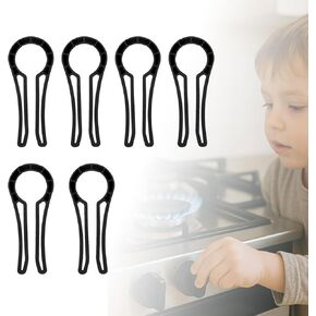 Gas Stove Knob Lock for Kids & Pets Safety,Gas Knob Lock to Effectively Prevent Accidental Touch,Easy to Install,Reusable PP Material,Fits Most Kitchen Sizes（BLACK,6PACK）