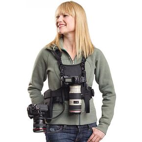 Nicama Double Camera Carrier Chest Harness Vest with Mounting Hubs, Side Holster & Backup Safety Straps for Canon 6D 5D2 5D3 Nikon Sony A7R A7S2 Sigma Olympus DSLR Climbing Wedding Travel Hiking