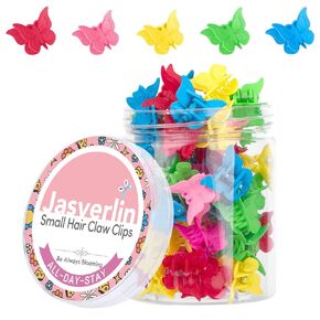 Glitter Mini Butterfly Hair Claw Clips, Sparkly Colorful Hair Accessories for Girls and Women - 90s Y2K Cute, Small, Tiny Clip in 10 Assorted Colors, Set of 50 (Glitter)
