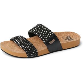 Reef Women's Cushion Vista Fashion Slide Sandal, Vegan Leather Strap, Soft Footbed