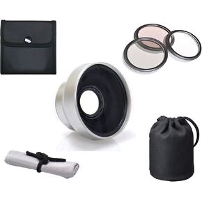 High Definition 3.0X Telephoto Lens Compatible with Sony HXR-NX70U + 3 Piece Lens Filter Kit