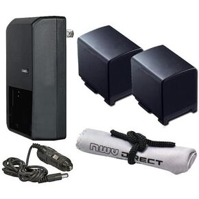 High Capacity 'Intelligent' Batteries for Canon VIXIA HF11 (2 Units) + AC/DC Travel Charger + Nwv Direct Microfiber Cleaning Cloth.