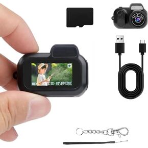 Mini Keychain Camera, World's Smallest 1080P HD Mini Camera, Card Readers, Eight Filters, 100 Mins Battery Life, for Students, Kids (64G)