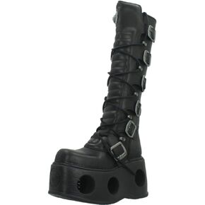 New Rock M-272-S2 Neptuno Metallic Knee High Black Leather Gothic Boots