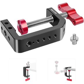 C Clamp Desk Camera Mount, Aluminum Table C-clamp with 1/4" 3/8" Thread, Desktop DSLR Mount for Photo Studio Video Camera, Light Stand, Desk, Rods, Shelves, Bike, Max Clamp 2.36" (62021)