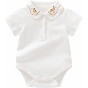 100% Organic Cotton Soft Summer 3-18M Newborn Baby Polo Onesie Romper Unisex Boys Girls Short Sleeve