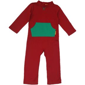 Strip-Proof Toddler Romper with a Back Zipper in Red/Green