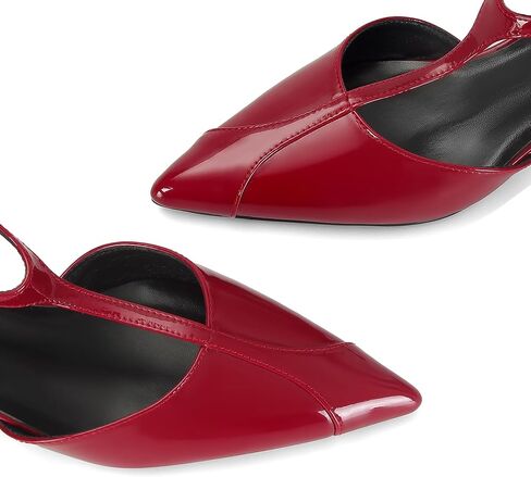 Kitten Heels for Women Pointed Toe Pumps Leather Mid Heel Slingback Heels T Strap Dress Shoes in Saudi Arabia