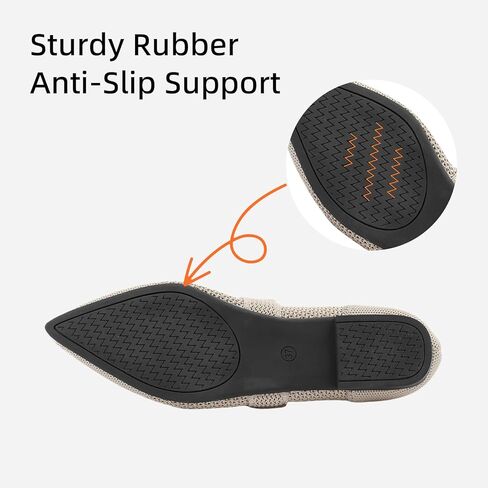 Semwiss Women's Mary Jane Flats Pointed Toe Ballet Flat Breathable Comfortable Dressy Casual Office Shoes with Adjustable Strap Design in Kuwait