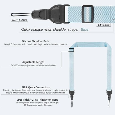 FIEIL Adjustable Shoulder Straps, Universal IPad lanyard, Silicone Padded Camera Strap with Quick Release Buckle, Comfort Neck Strap for Cameras, iPads, Tablet Case, Binoculars (Fluorescent Green) in Saudi Arabia