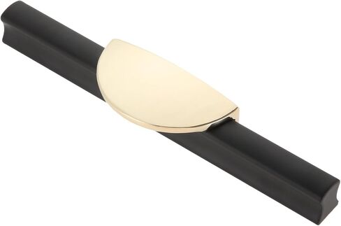 Modern door knob for kitchen cabinets bedroom wardrobe shoecase drawers black goden Aluminum durable simple and elegant design - (Color: Black Golden C) in Saudi Arabia