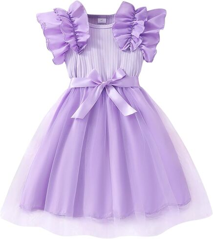 Toddler Tutu Dress Girls Tulle Ruffle Bowknot Dresses Wedding Birthday Party Formal Princess Dress in Saudi Arabia